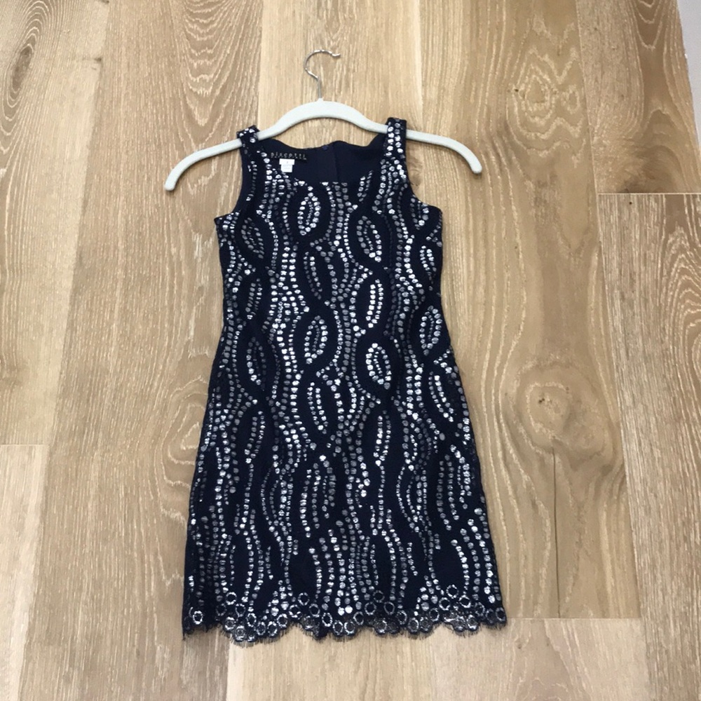 gorgeous navy blue dress with silver all over